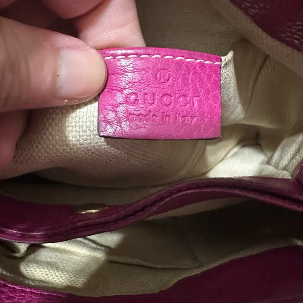 GUCCI ❤️🌟SOHO MAGENTA PEBBLED LEATHER TOTE⭐️ - Picture 10 of 15